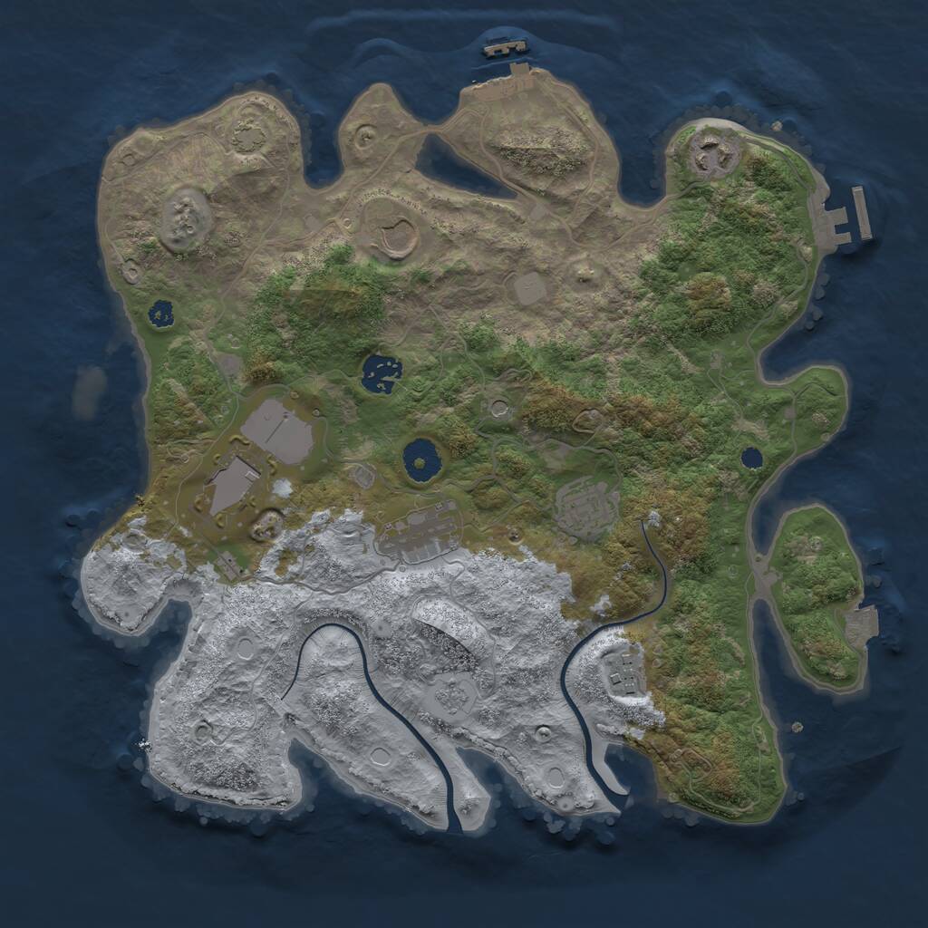 Rust Map: Procedural Map, Size: 3500, Seed: 3489993, 13 Monuments