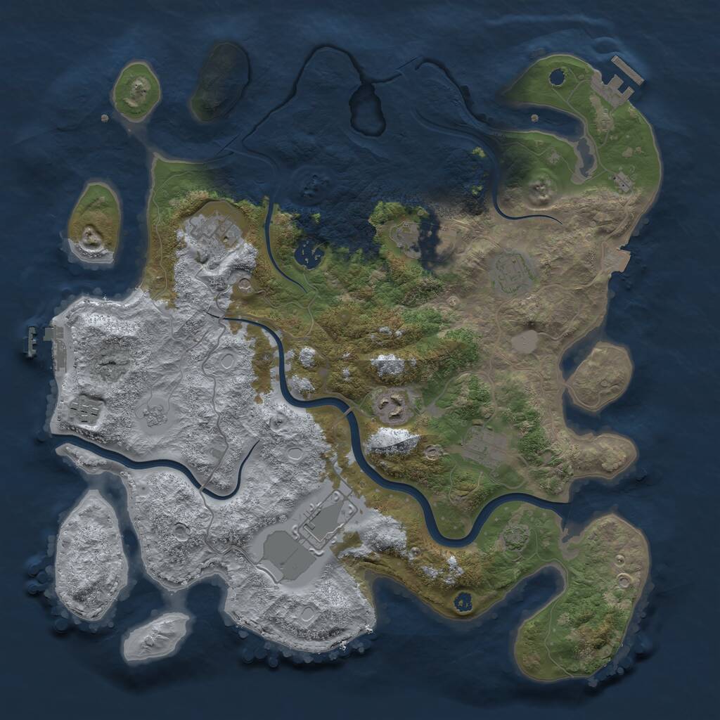 Rust Map: Procedural Map, Size: 3800, Seed: 2350569, 14 Monuments