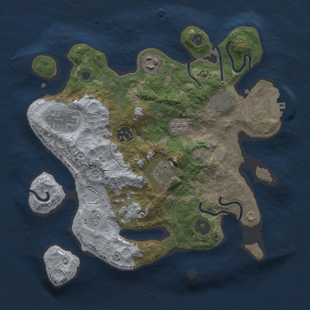 Rust Map: Procedural Map, Size: 3000, Seed: 1850690663, 14 Monuments