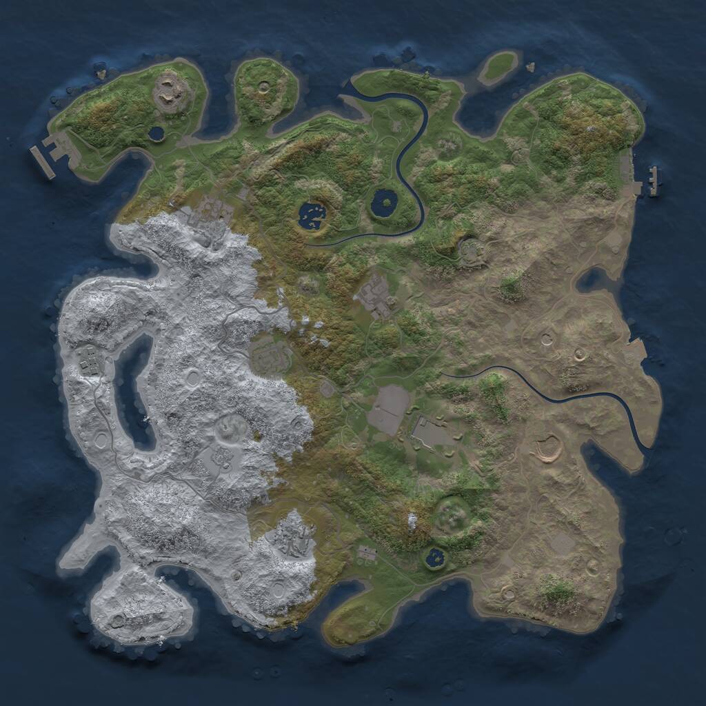 Rust Map: Procedural Map, Size: 3850, Seed: 946521577, 15 Monuments