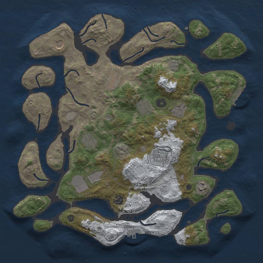 Rust Map: Procedural Map, Size: 3950, Seed: 1274704275, 19 Monuments