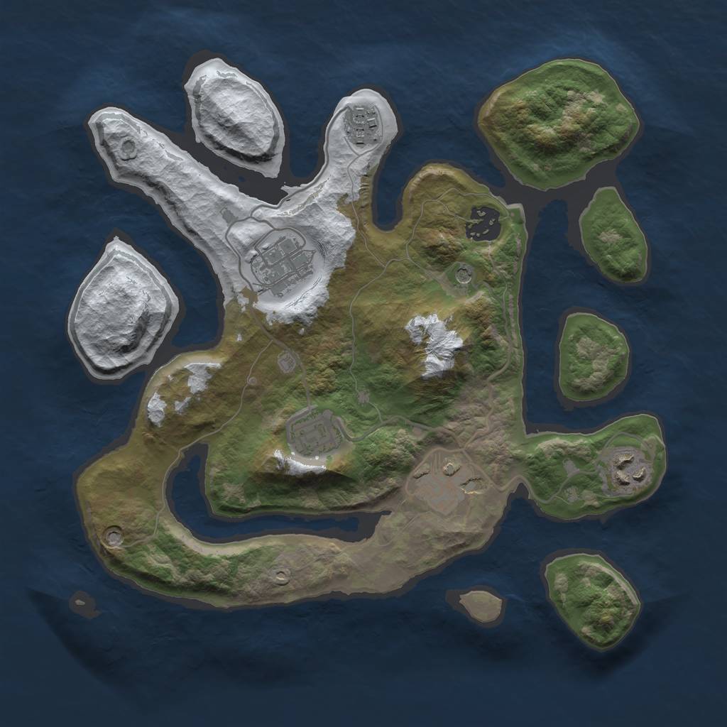 Rust Map: Barren, Size: 3000, Seed: 86124204, 9 Monuments