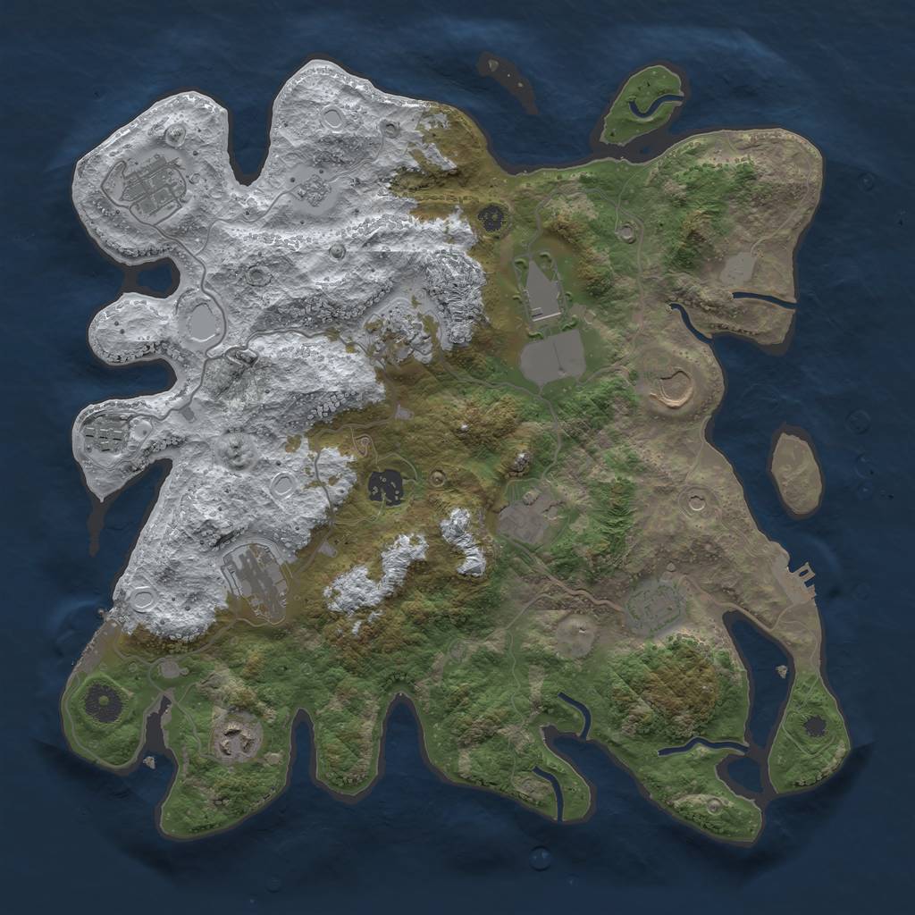 Rust Map: Procedural Map, Size: 3700, Seed: 4857673, 19 Monuments