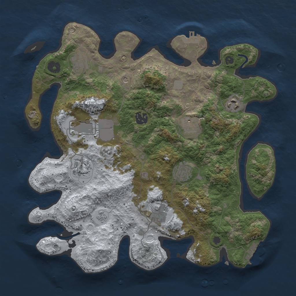Rust Map: Procedural Map, Size: 3500, Seed: 4684910, 17 Monuments