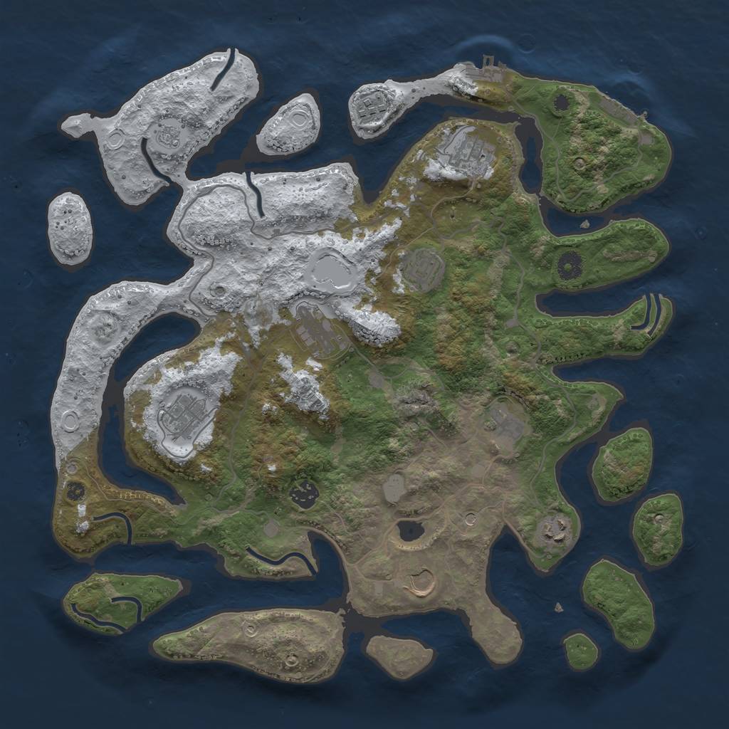 Rust Map: Procedural Map, Size: 4000, Seed: 3607607, 18 Monuments