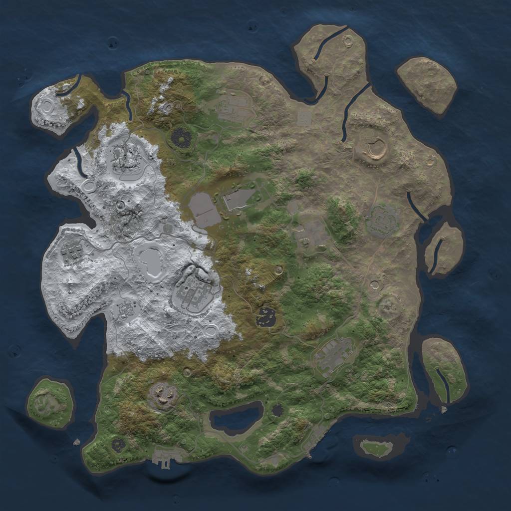 Rust Map: Procedural Map, Size: 3750, Seed: 272713719, 20 Monuments