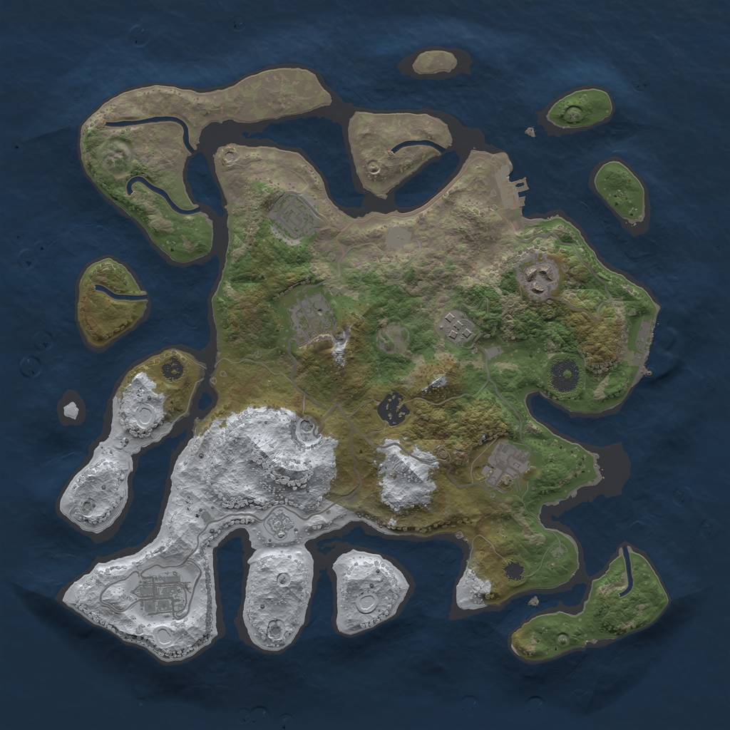 Rust Map: Procedural Map, Size: 3550, Seed: 5961047, 16 Monuments