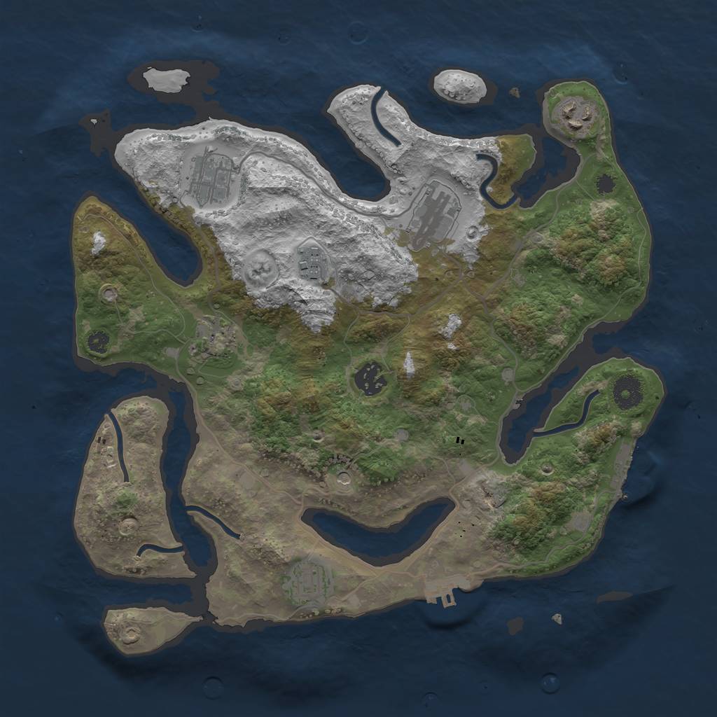 Rust Map: Procedural Map, Size: 3400, Seed: 11, 12 Monuments