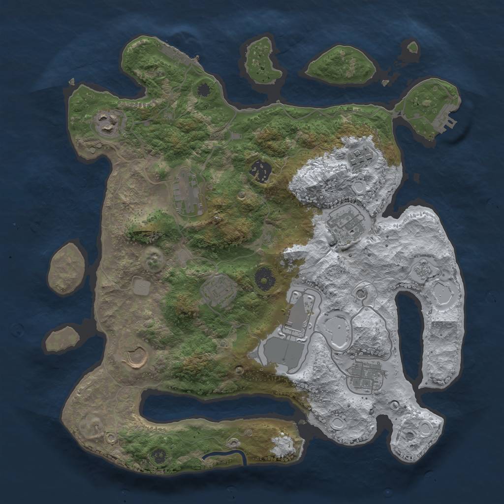 Rust Map: Procedural Map, Size: 3500, Seed: 952118, 18 Monuments