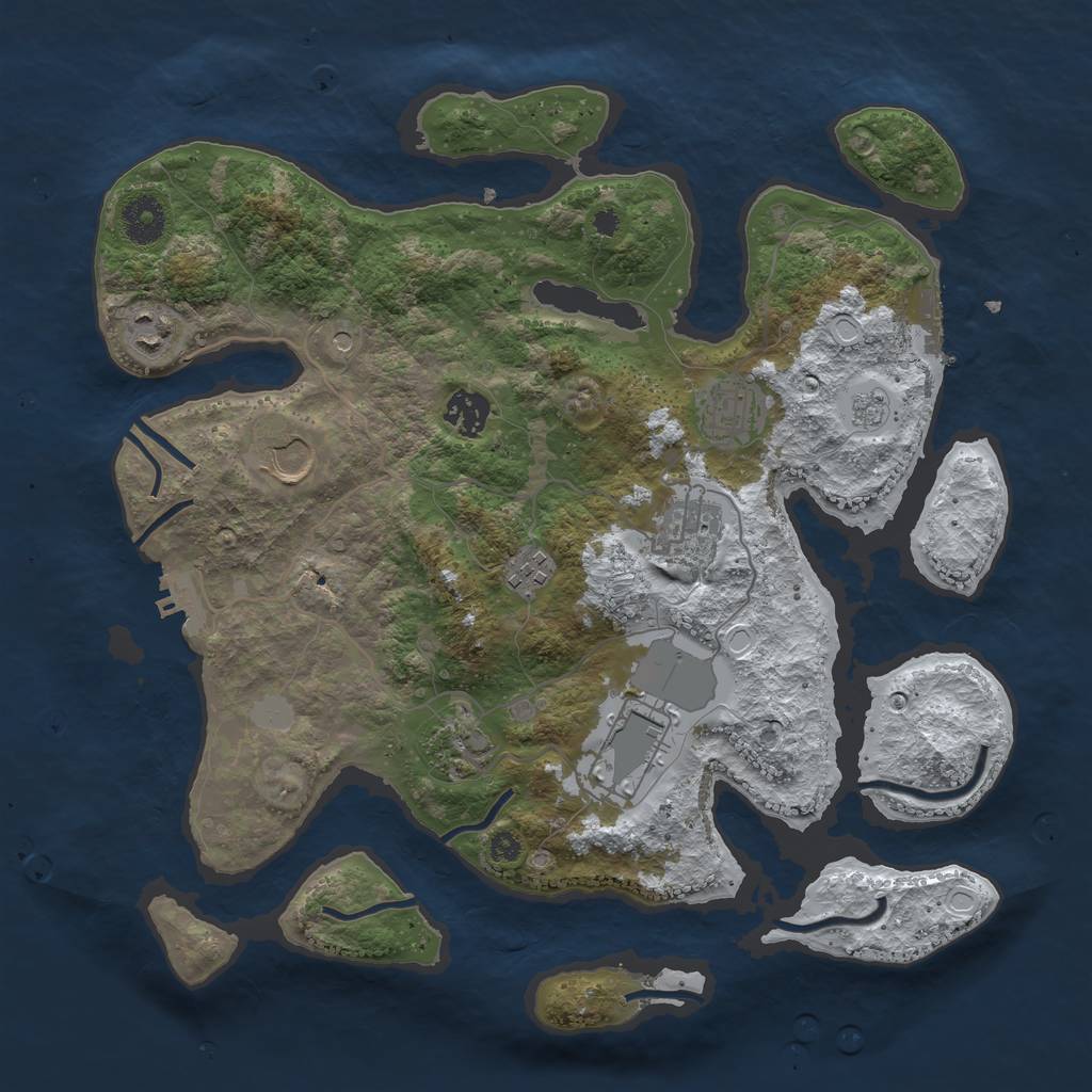 Rust Map: Procedural Map, Size: 3600, Seed: 87, 17 Monuments