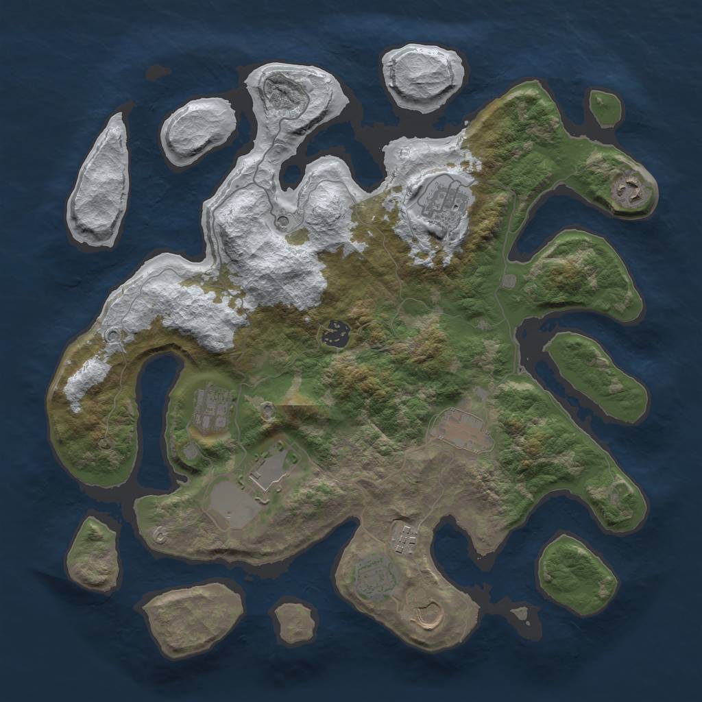 Rust Map: Barren, Size: 3800, Seed: 4437698, 12 Monuments