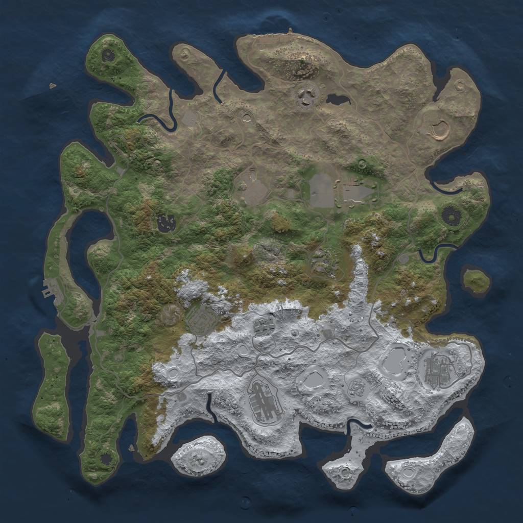 Rust Map: Procedural Map, Size: 4000, Seed: 1891, 19 Monuments