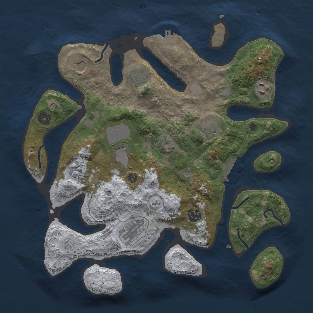 Rust Map: Procedural Map, Size: 3500, Seed: 3725729, 17 Monuments