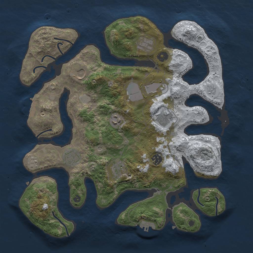 Rust Map: Procedural Map, Size: 3600, Seed: 2147483644, 18 Monuments