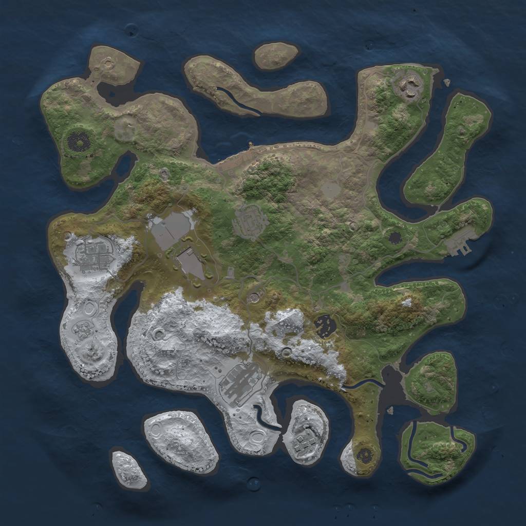 Rust Map: Procedural Map, Size: 3550, Seed: 4081792, 16 Monuments
