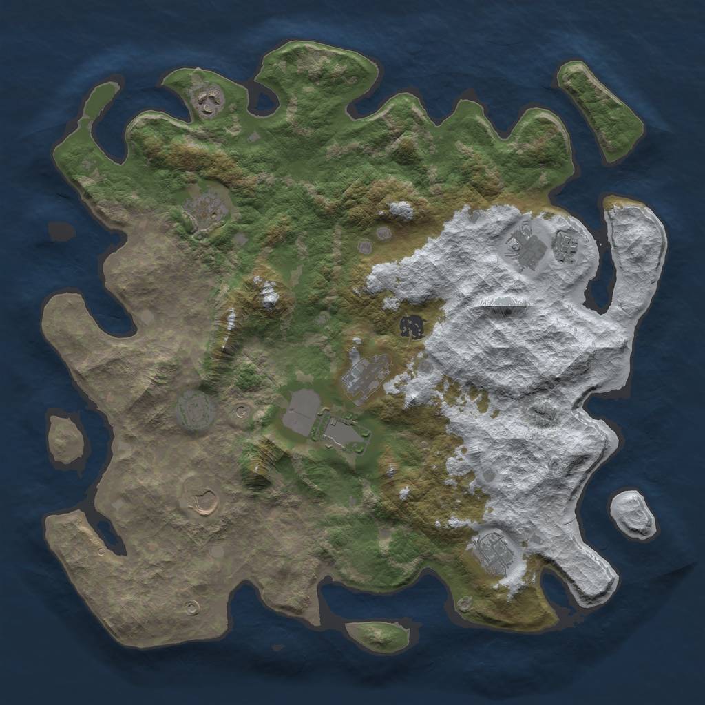 Rust Map: Barren, Size: 4200, Seed: 590, 13 Monuments