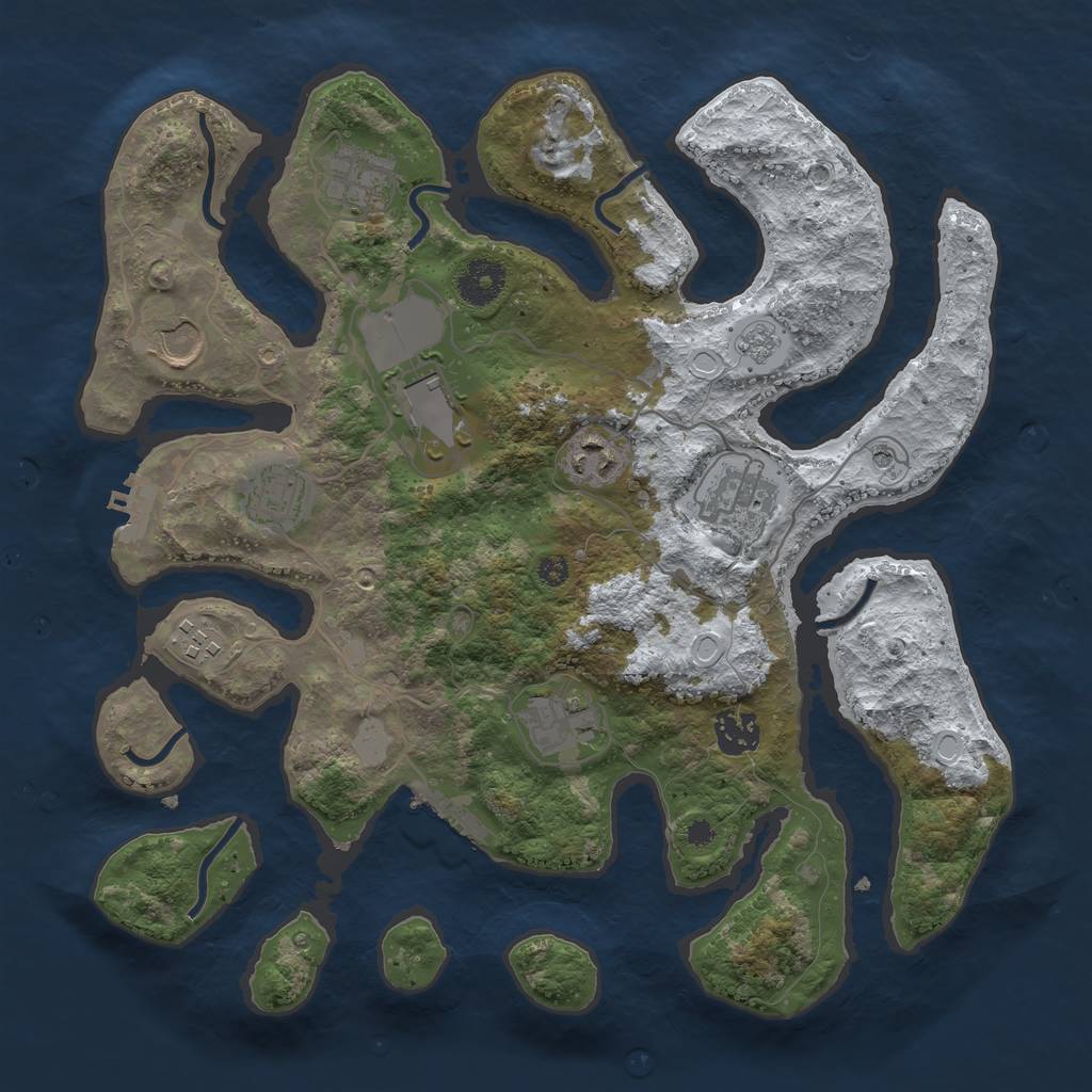 Rust Map: Procedural Map, Size: 3500, Seed: 5066946, 18 Monuments