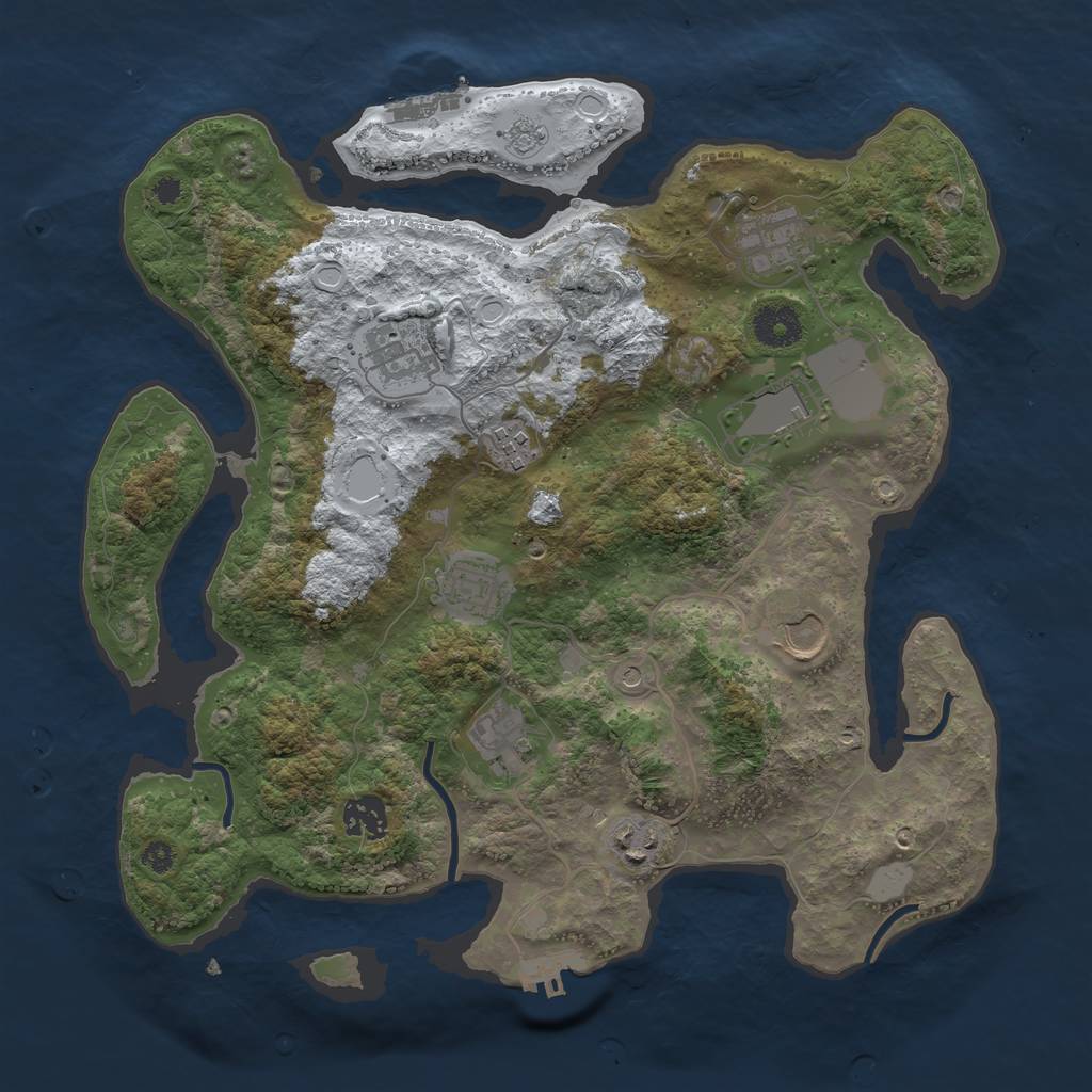 Rust Map: Procedural Map, Size: 3550, Seed: 952445, 18 Monuments
