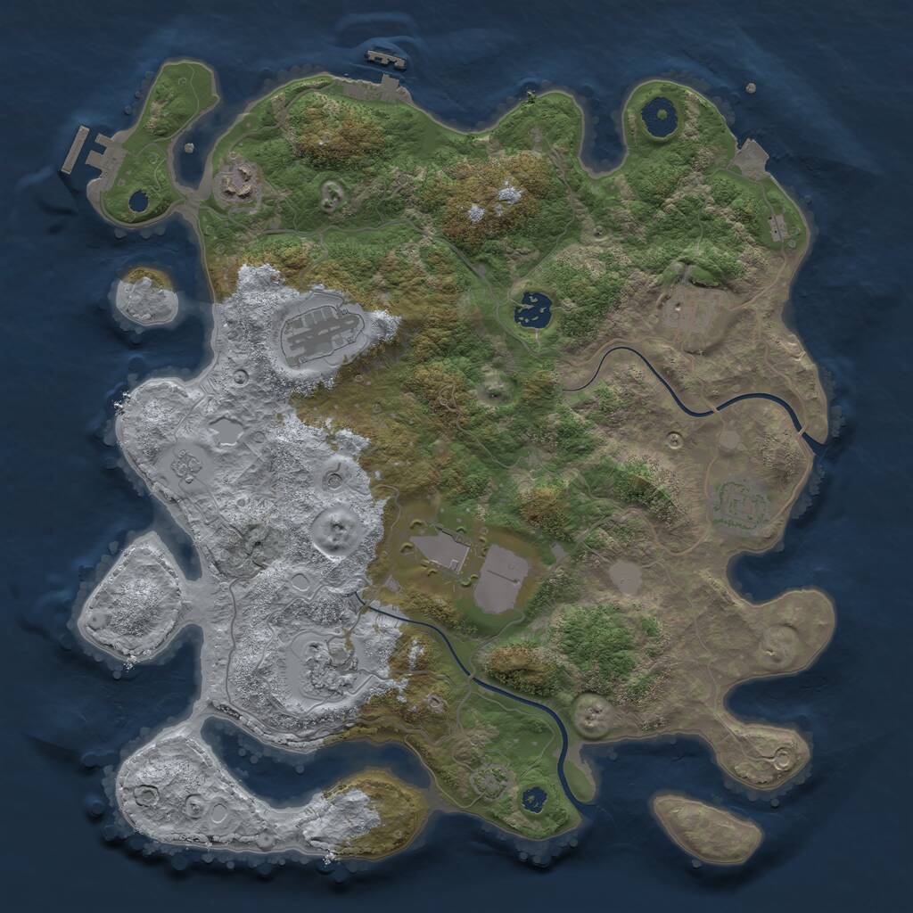 Rust Map: Procedural Map, Size: 3700, Seed: 448446, 13 Monuments