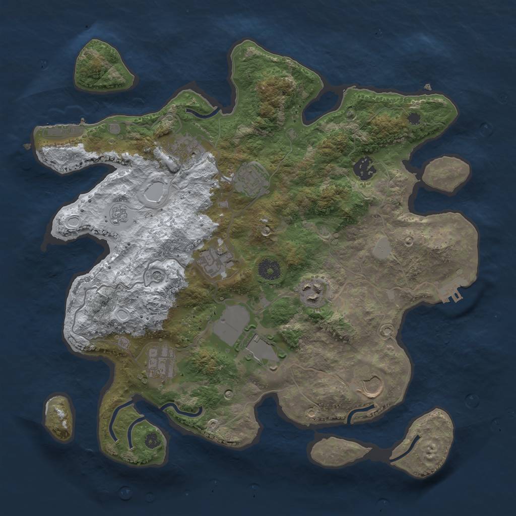 Rust Map: Procedural Map, Size: 3500, Seed: 4818370, 17 Monuments