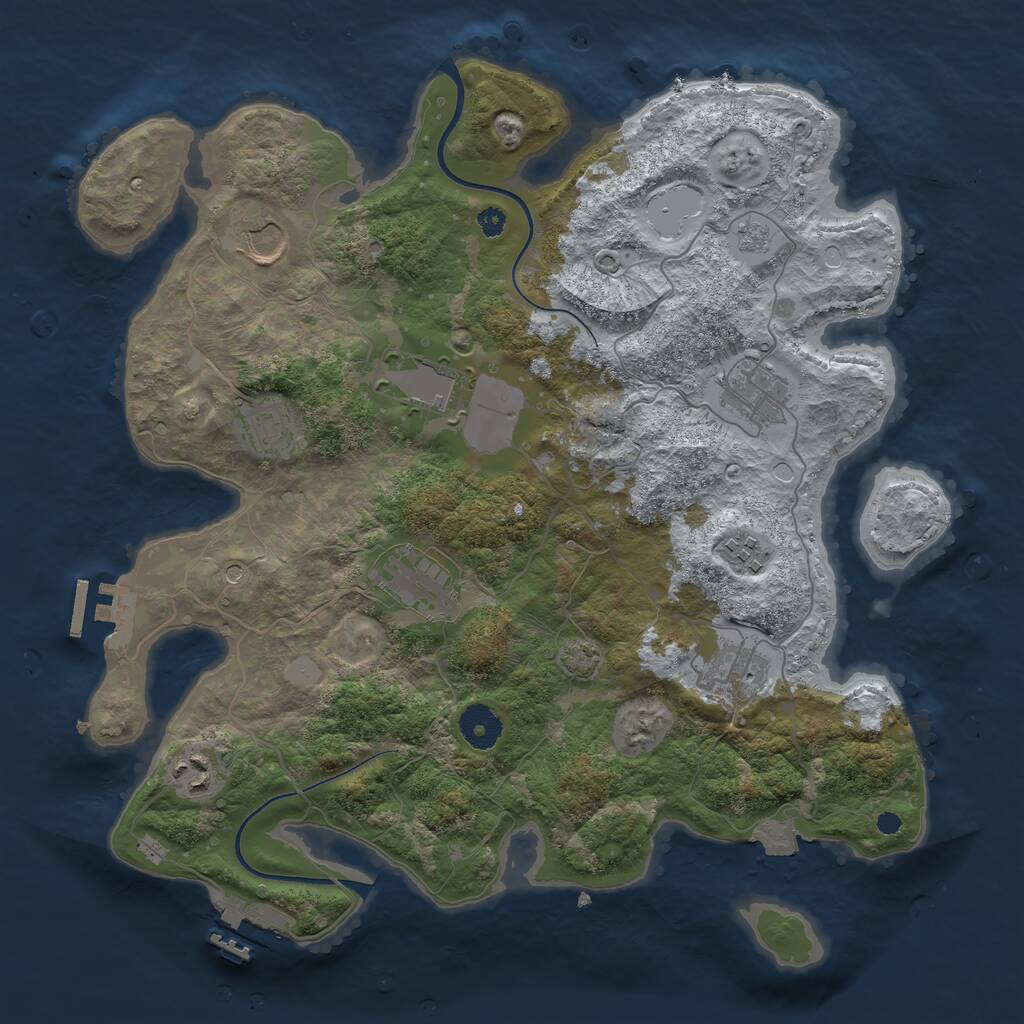 Rust Map: Procedural Map, Size: 3600, Seed: 10753119, 14 Monuments