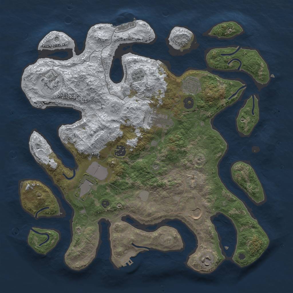 Rust Map: Procedural Map, Size: 3800, Seed: 4567651, 17 Monuments