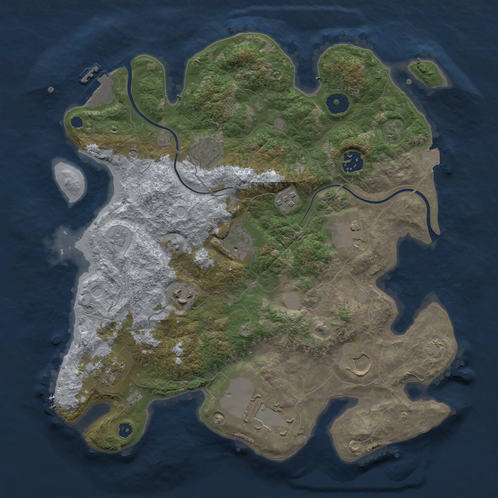 Rust Map: Procedural Map, Size: 3500, Seed: 2448191, 14 Monuments