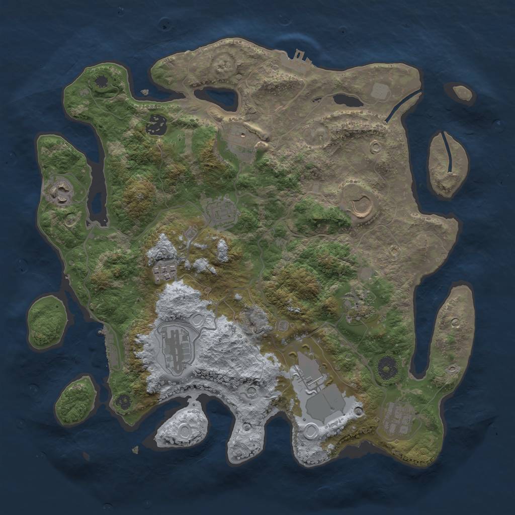 Rust Map: Procedural Map, Size: 3550, Seed: 633492, 18 Monuments