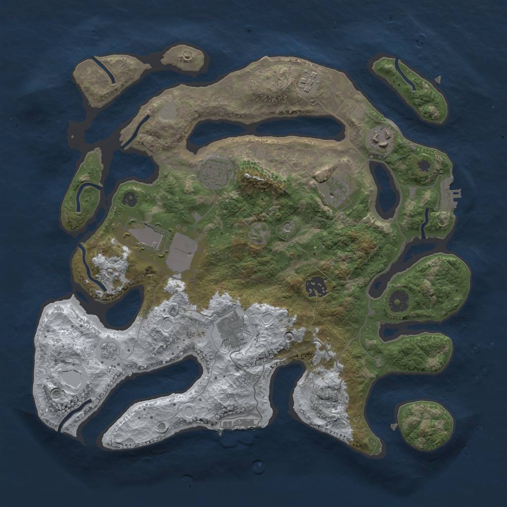 Rust Map: Procedural Map, Size: 3550, Seed: 1218169, 16 Monuments