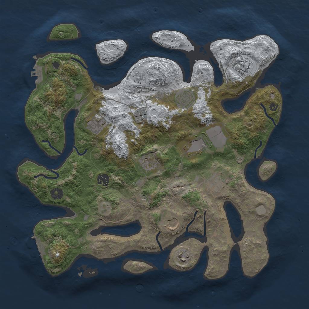 Rust Map: Procedural Map, Size: 3750, Seed: 4437444, 19 Monuments