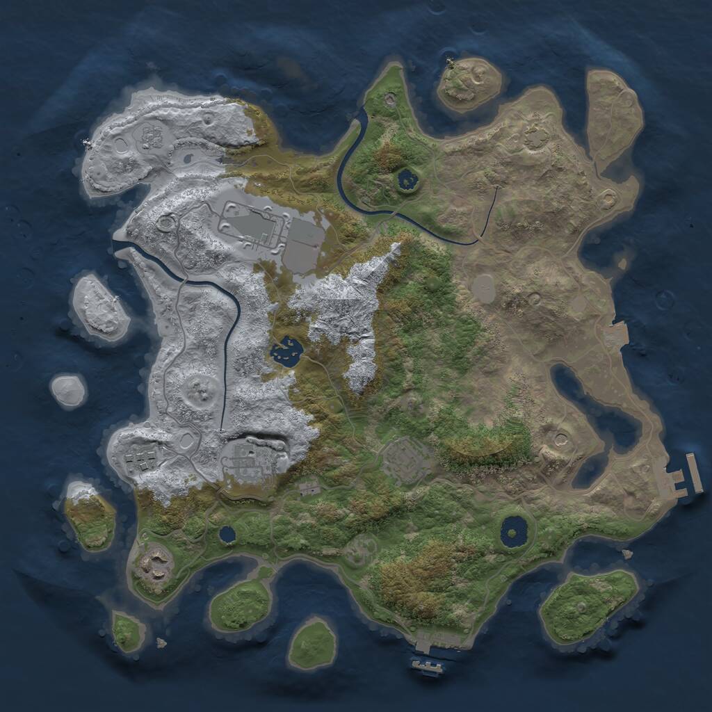 Rust Map: Procedural Map, Size: 3550, Seed: 5438529, 12 Monuments