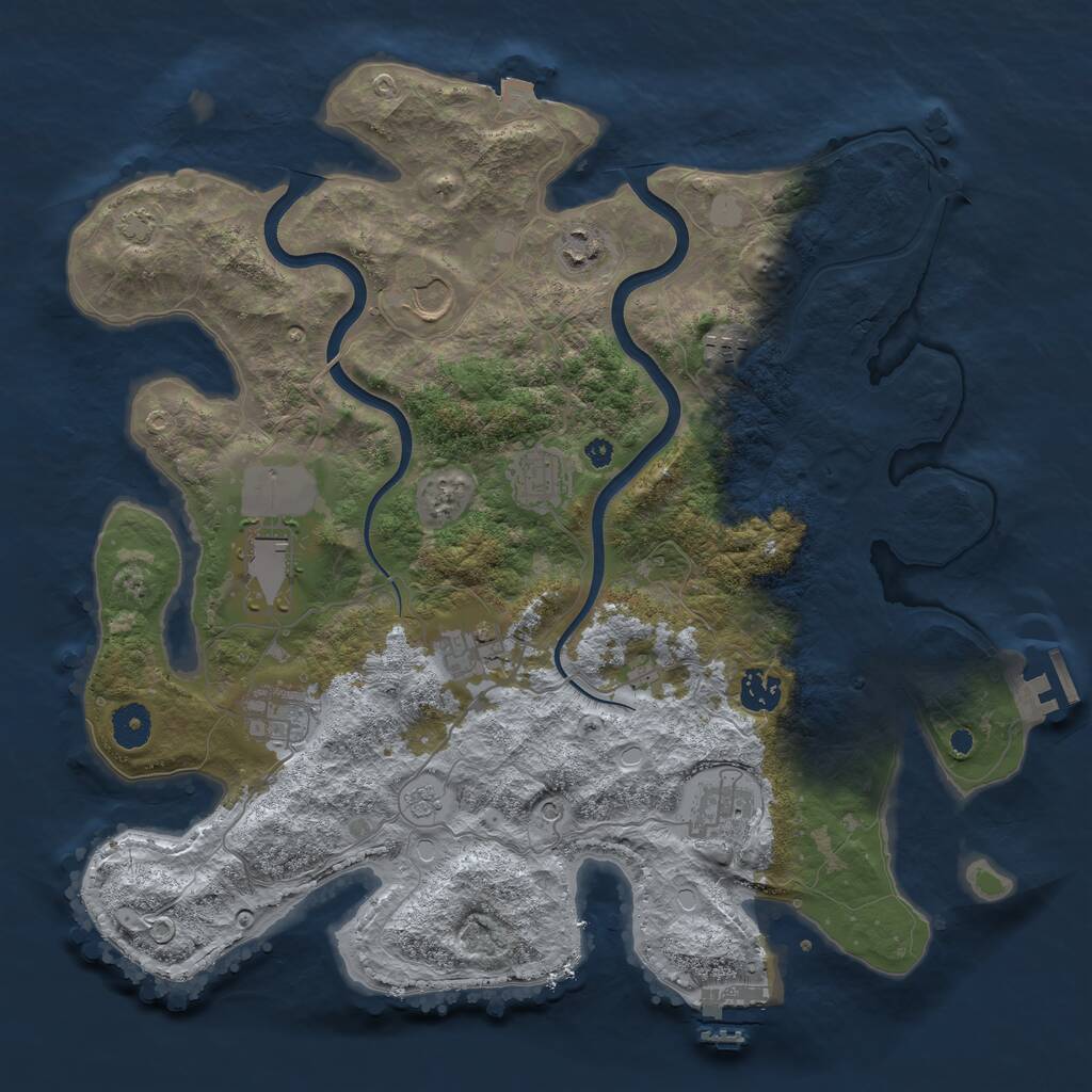 Rust Map: Procedural Map, Size: 3850, Seed: 3444888, 15 Monuments