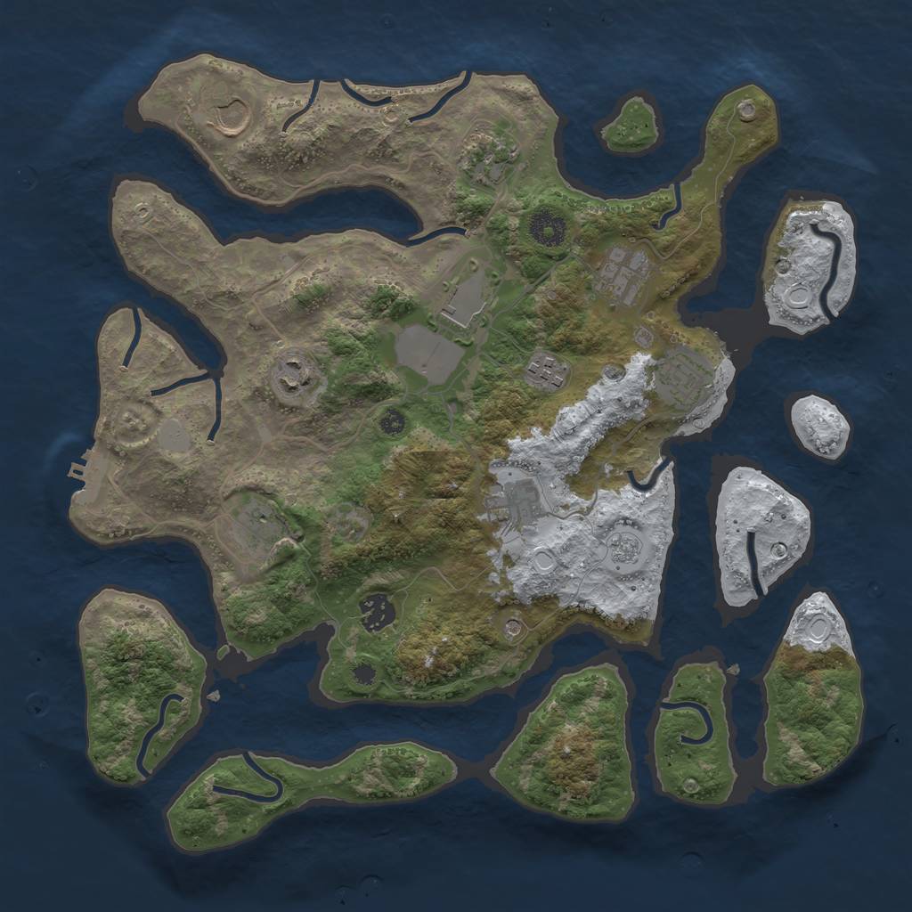 Rust Map: Procedural Map, Size: 3700, Seed: 4313066, 18 Monuments