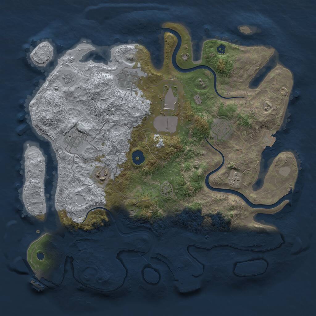 Rust Map: Procedural Map, Size: 3500, Seed: 1677337, 12 Monuments
