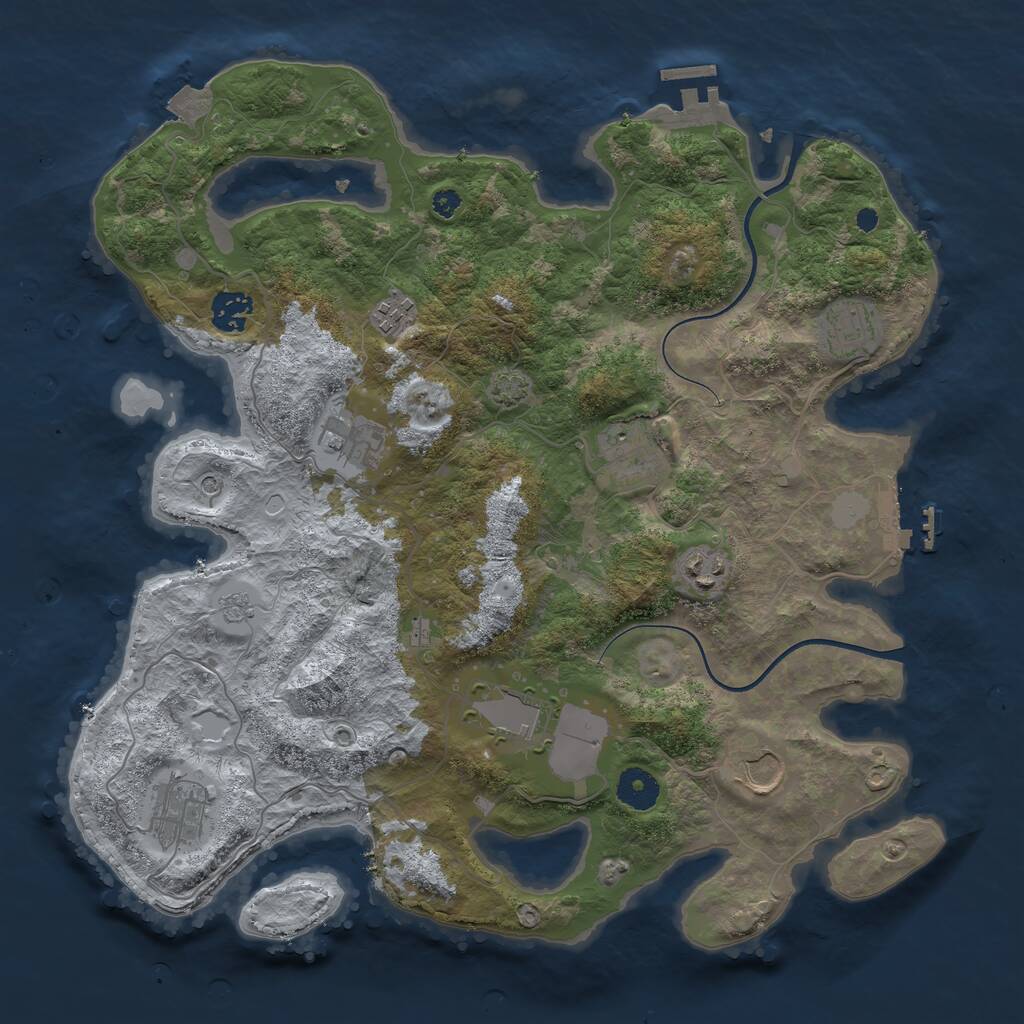 Rust Map: Procedural Map, Size: 3700, Seed: 6228222, 15 Monuments