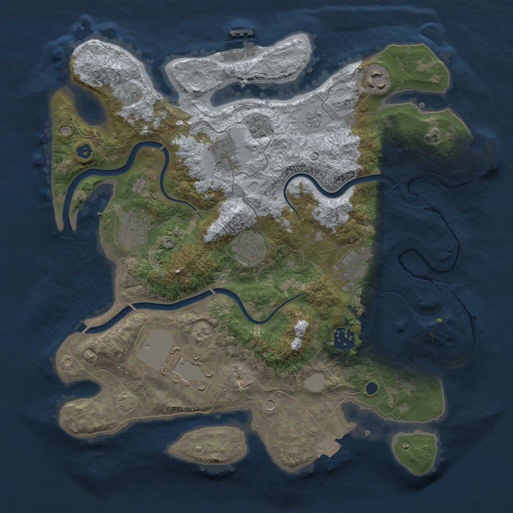 Rust Map: Procedural Map, Size: 3500, Seed: 2184342, 14 Monuments