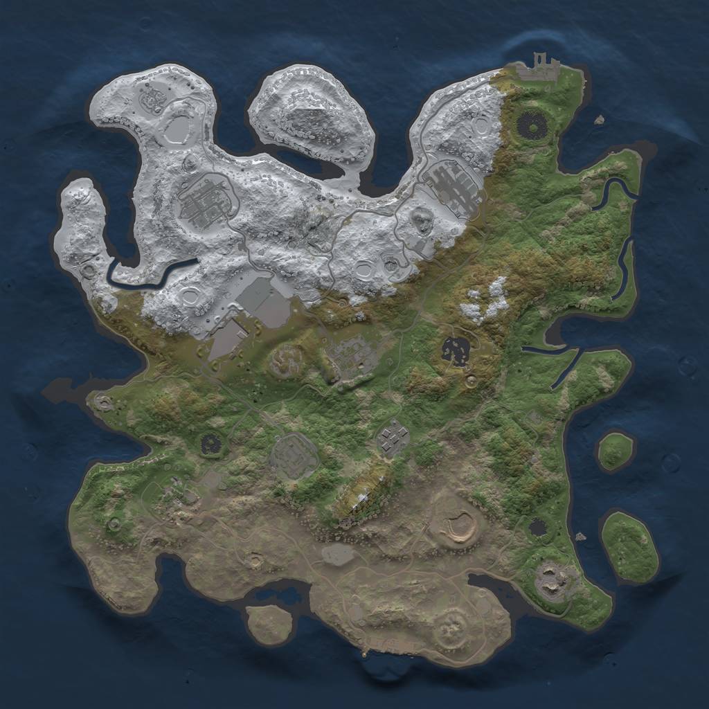 Rust Map: Procedural Map, Size: 3550, Seed: 2770852, 19 Monuments
