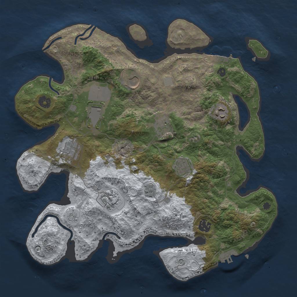 Rust Map: Procedural Map, Size: 3550, Seed: 1375851, 18 Monuments