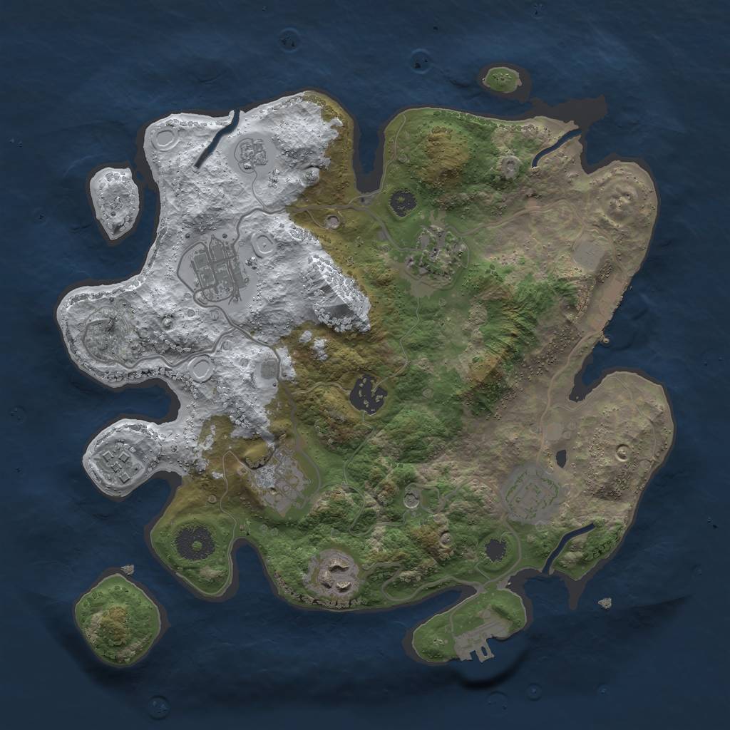 Rust Map: Procedural Map, Size: 3000, Seed: 1092402783, 16 Monuments