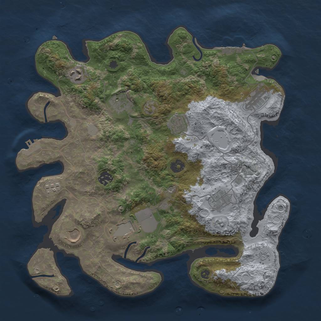 Rust Map: Procedural Map, Size: 3500, Seed: 1069664, 18 Monuments