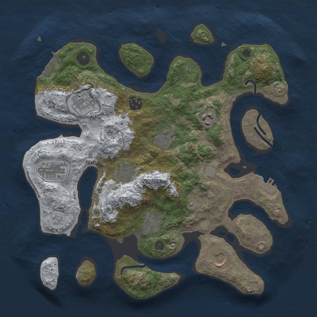 Rust Map: Procedural Map, Size: 3500, Seed: 5608610, 17 Monuments