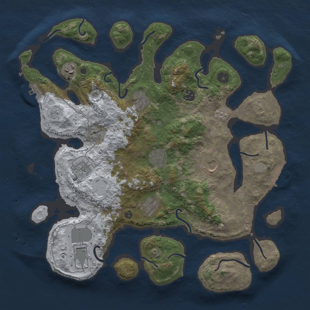 Rust Map: Procedural Map, Size: 3998, Seed: 100, 18 Monuments