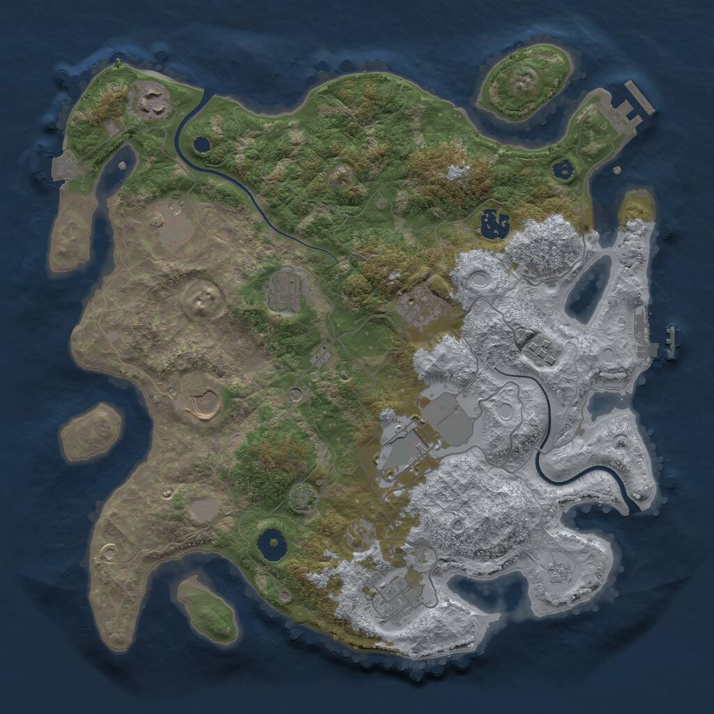 Rust Map: Procedural Map, Size: 3550, Seed: 1704564827, 15 Monuments