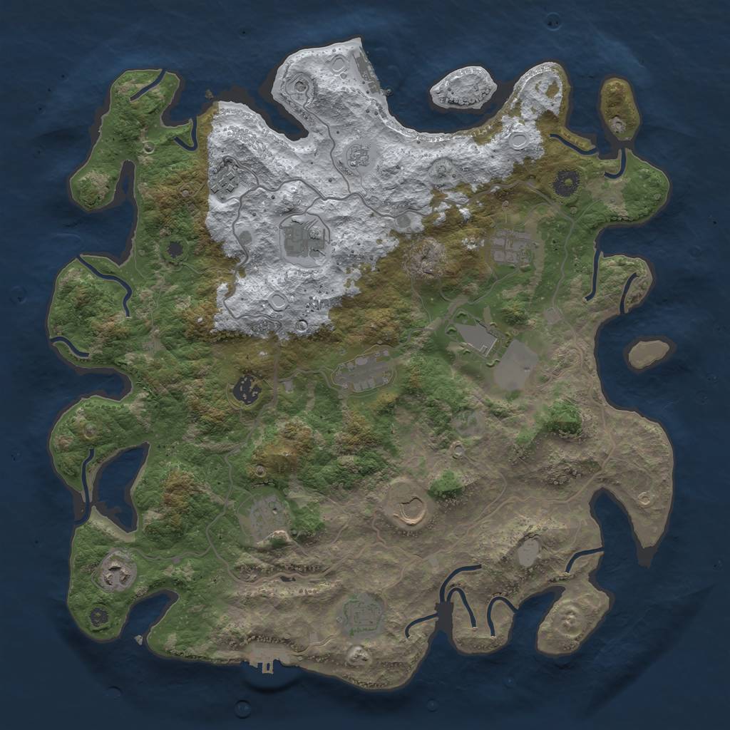 Rust Map: Procedural Map, Size: 4000, Seed: 1654767252, 19 Monuments