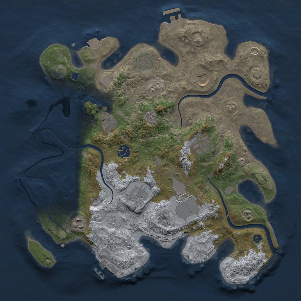Rust Map: Procedural Map, Size: 3500, Seed: 4843107, 15 Monuments