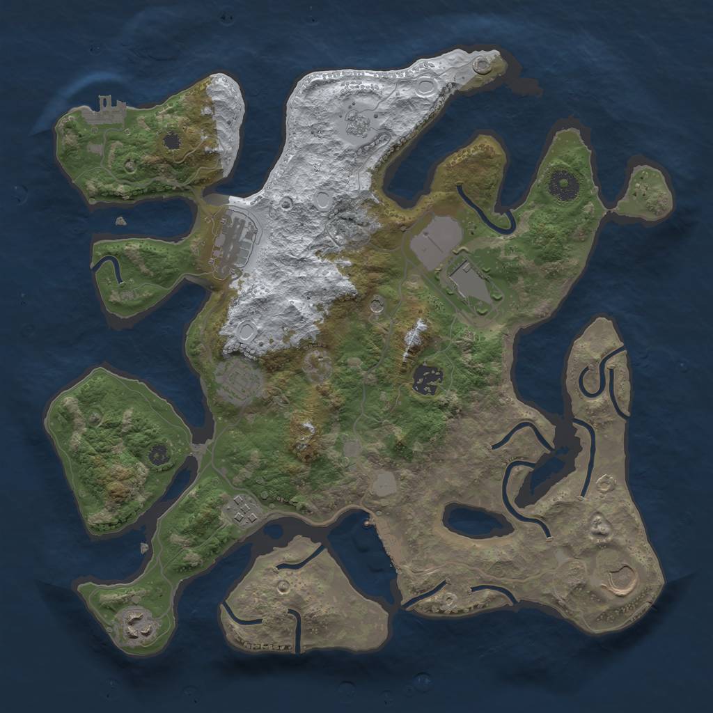 Rust Map: Procedural Map, Size: 3500, Seed: 5515847, 16 Monuments