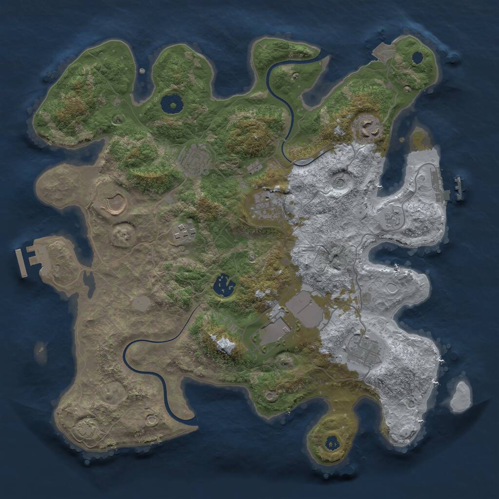 Rust Map: Procedural Map, Size: 3500, Seed: 112010, 14 Monuments