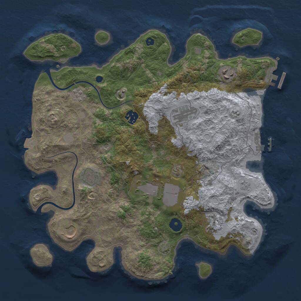 Rust Map: Procedural Map, Size: 3550, Seed: 3095316, 14 Monuments