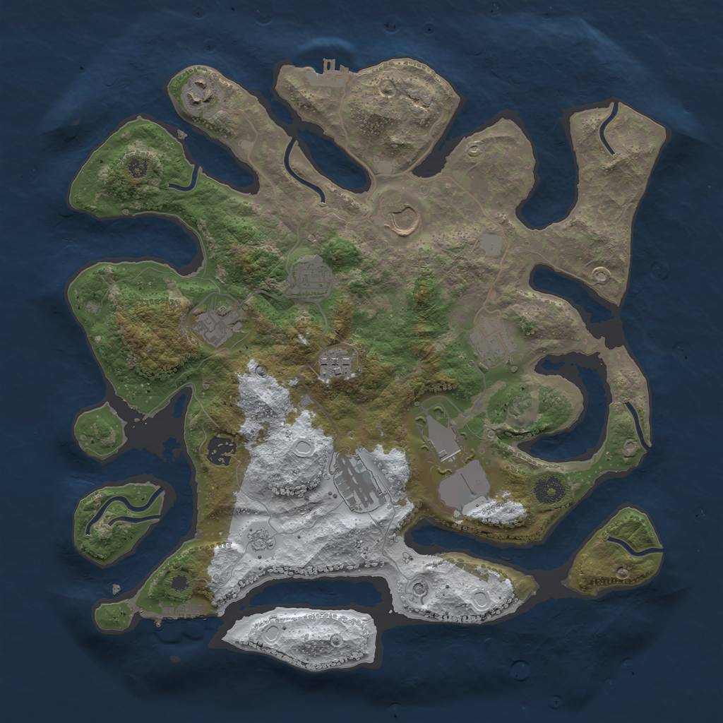 Rust Map: Procedural Map, Size: 3700, Seed: 34524, 18 Monuments