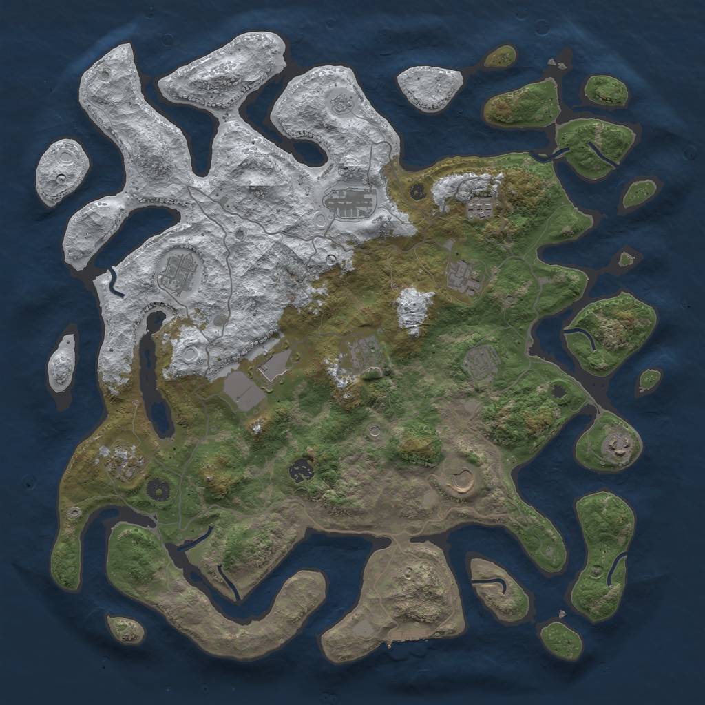 Rust Map: Procedural Map, Size: 4500, Seed: 347676, 19 Monuments